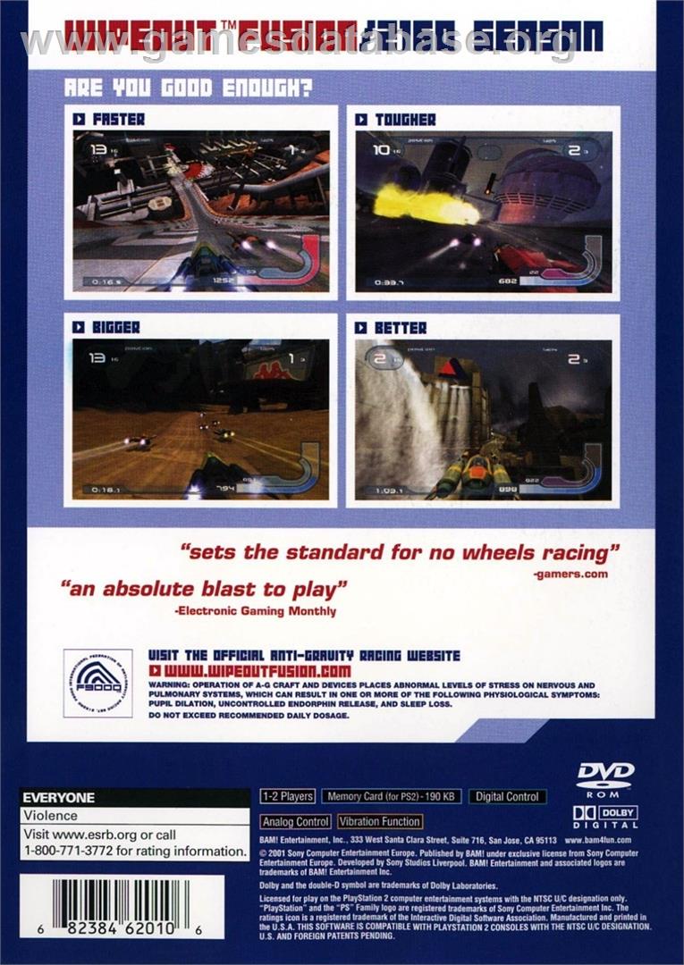 Wipeout Fusion - Sony Playstation 2 - Artwork - Box Back