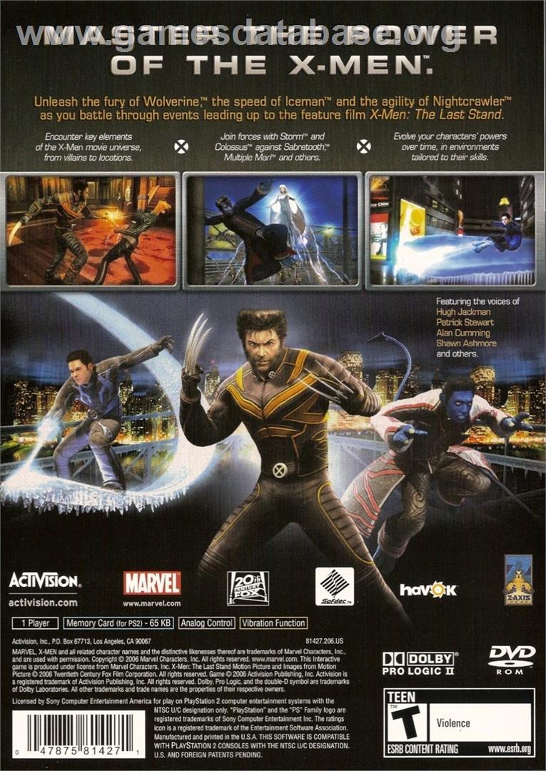 X-Men - The Official Game - Sony Playstation 2 - Artwork - Box Back
