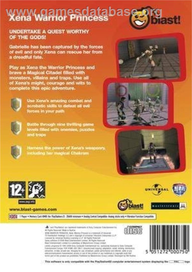 Xena - Warrior Princess - Sony Playstation 2 - Artwork - Box Back