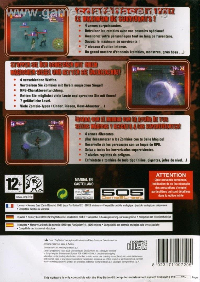 Zombie Attack - Sony Playstation 2 - Artwork - Box Back