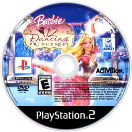 Cartridge artwork for Barbie in The 12 Dancing Princesses on the Sony Playstation 2.