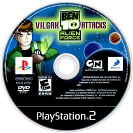 Cartridge artwork for Ben 10 - Alien Force - Vilgax Attacks on the Sony Playstation 2.