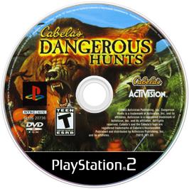 Cartridge artwork for Cabela's Dangerous Hunts on the Sony Playstation 2.