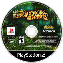 Cartridge artwork for Cabela's Dangerous Hunts 2 on the Sony Playstation 2.