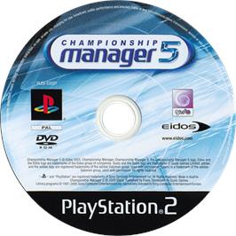 Cartridge artwork for Championship Manager 5 on the Sony Playstation 2.
