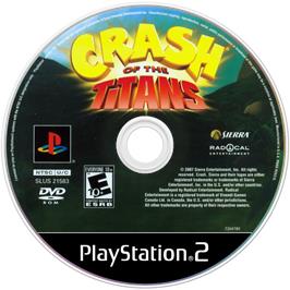 Cartridge artwork for Crash Of The Titans on the Sony Playstation 2.