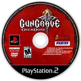 Cartridge artwork for Gungrave - Overdose on the Sony Playstation 2.