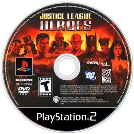 Cartridge artwork for Justice League Heroes on the Sony Playstation 2.