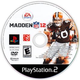 Cartridge artwork for Madden Nfl 12 on the Sony Playstation 2.