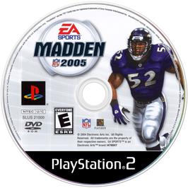 Cartridge artwork for Madden Nfl 2005 on the Sony Playstation 2.