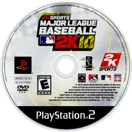 Cartridge artwork for Major League Baseball 2k10 on the Sony Playstation 2.