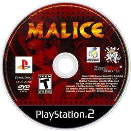 Cartridge artwork for Malice on the Sony Playstation 2.