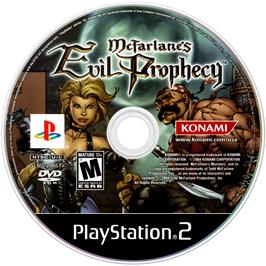 Cartridge artwork for Mcfarlane's Evil Prophecy on the Sony Playstation 2.