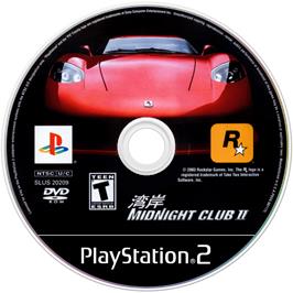 Cartridge artwork for Midnight Club 2 on the Sony Playstation 2.