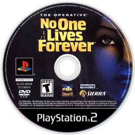 Cartridge artwork for No One Lives Forever on the Sony Playstation 2.