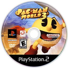 Cartridge artwork for Pac-man World 3 on the Sony Playstation 2.