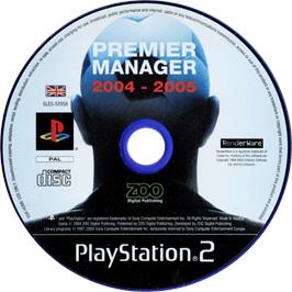 Cartridge artwork for Premier Manager 2004-2005 on the Sony Playstation 2.