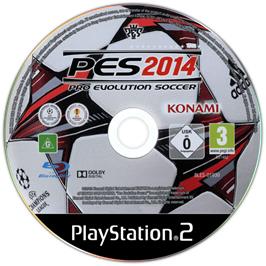 Cartridge artwork for Pro Evolution Soccer 2014 on the Sony Playstation 2.
