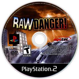 Cartridge artwork for Raw Danger! on the Sony Playstation 2.