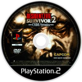 Cartridge artwork for Resident Evil - Survivor 2, Code, Veronica on the Sony Playstation 2.