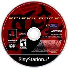 Cartridge artwork for Spider-man 2 on the Sony Playstation 2.