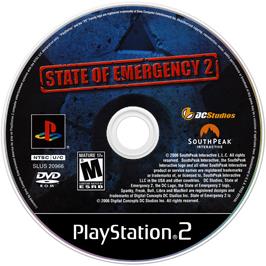 Cartridge artwork for State Of Emergency 2 on the Sony Playstation 2.