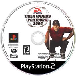 Cartridge artwork for Tiger Woods Pga Tour 2004 on the Sony Playstation 2.