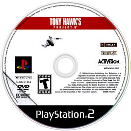 Cartridge artwork for Tony Hawk's Project 8 on the Sony Playstation 2.