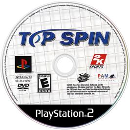 Cartridge artwork for Top Spin on the Sony Playstation 2.