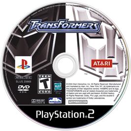 Cartridge artwork for Transformers on the Sony Playstation 2.