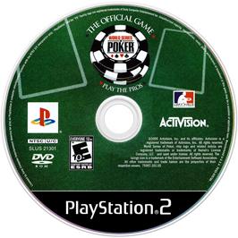 Cartridge artwork for World Series Of Poker on the Sony Playstation 2.