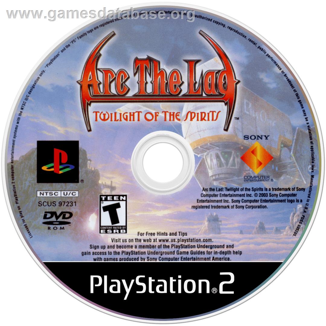 Arc the Lad - Twilight of the Spirits - Sony Playstation 2 - Artwork - Cartridge