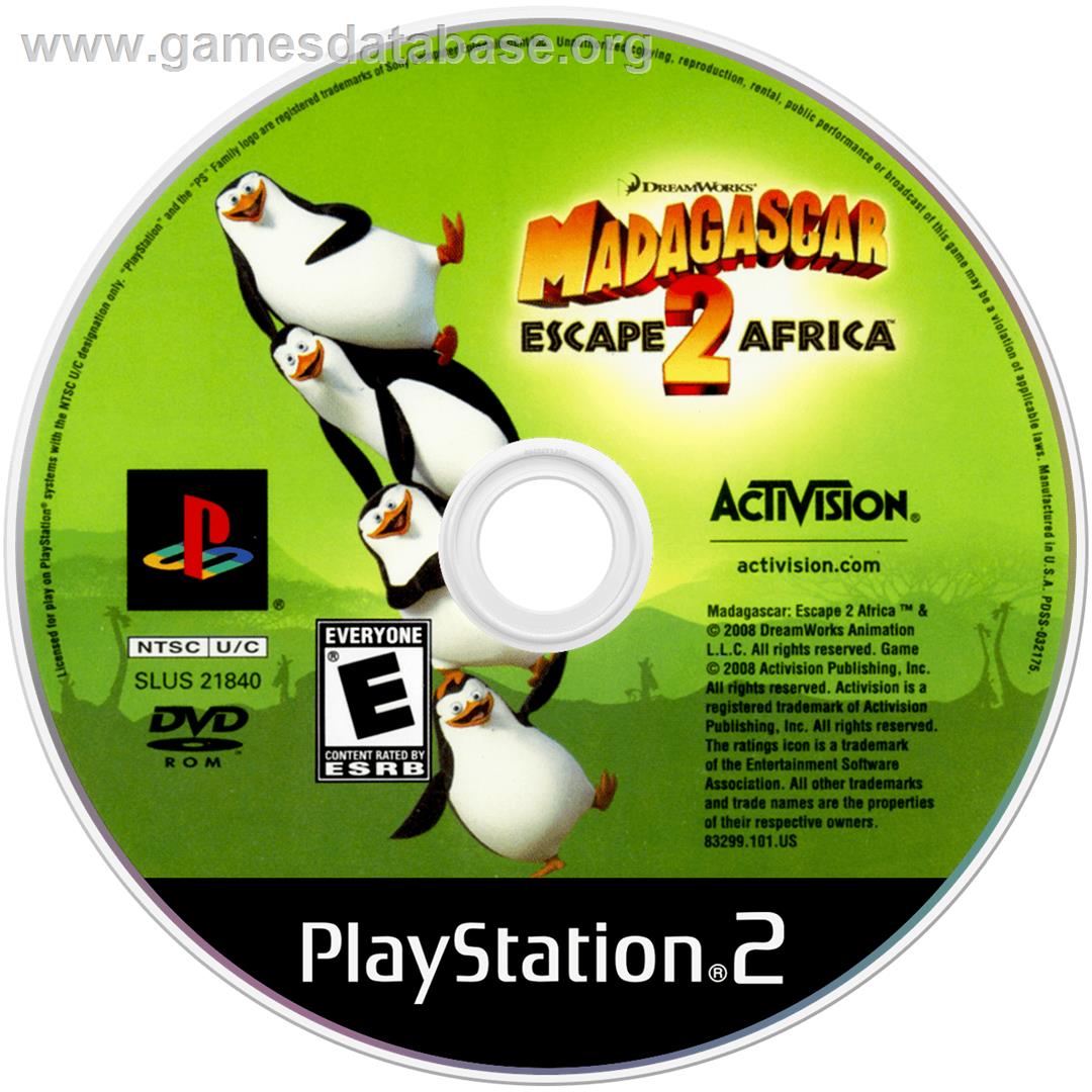 Dreamworks Madagascar - Escape 2 Africa - Sony Playstation 2 - Artwork - Cartridge