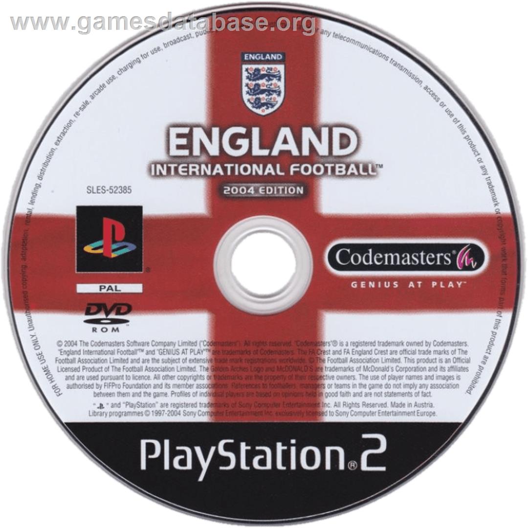 England International Football - 2004 Edition - Sony Playstation 2 - Artwork - Cartridge