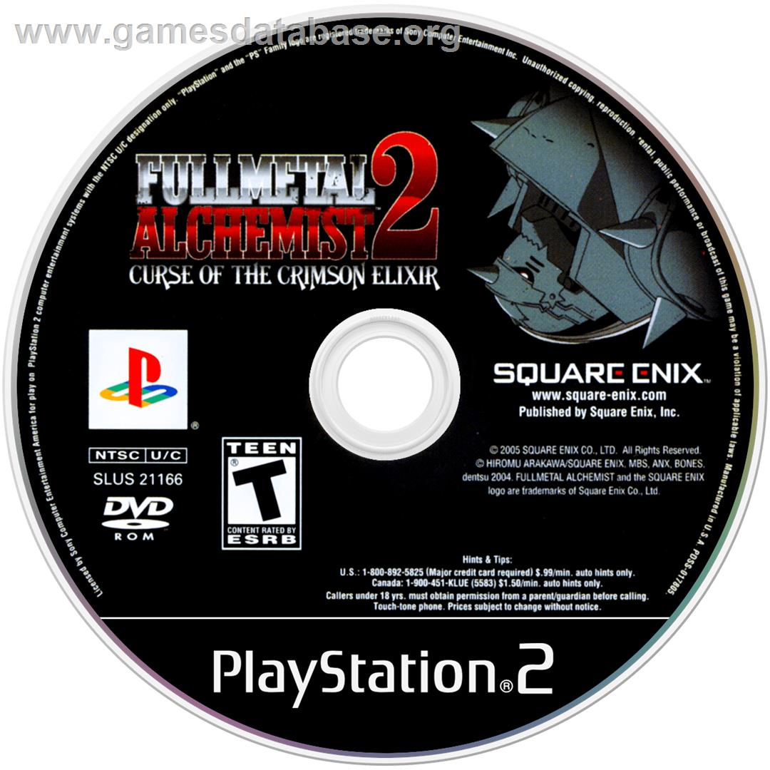 Fullmetal Alchemist 2 - Curse Of The Crimson Elixir - Sony Playstation 2 - Artwork - Cartridge