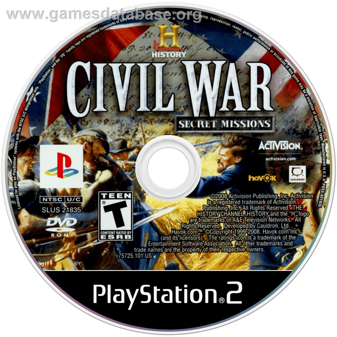 History Channel - Civil War - Secret Missions, The - Sony Playstation 2 - Artwork - Cartridge