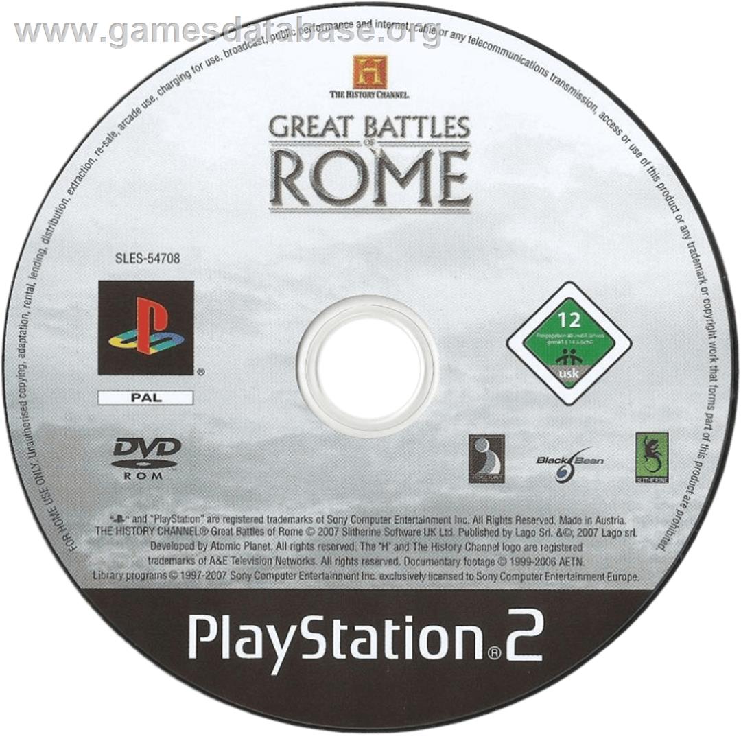 History Channel - Great Battles Of Rome, The - Sony Playstation 2 - Artwork - Cartridge
