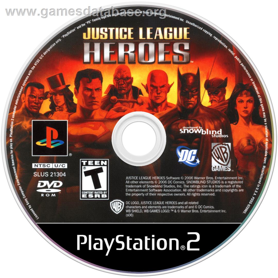Justice League Heroes - Sony Playstation 2 - Artwork - Cartridge
