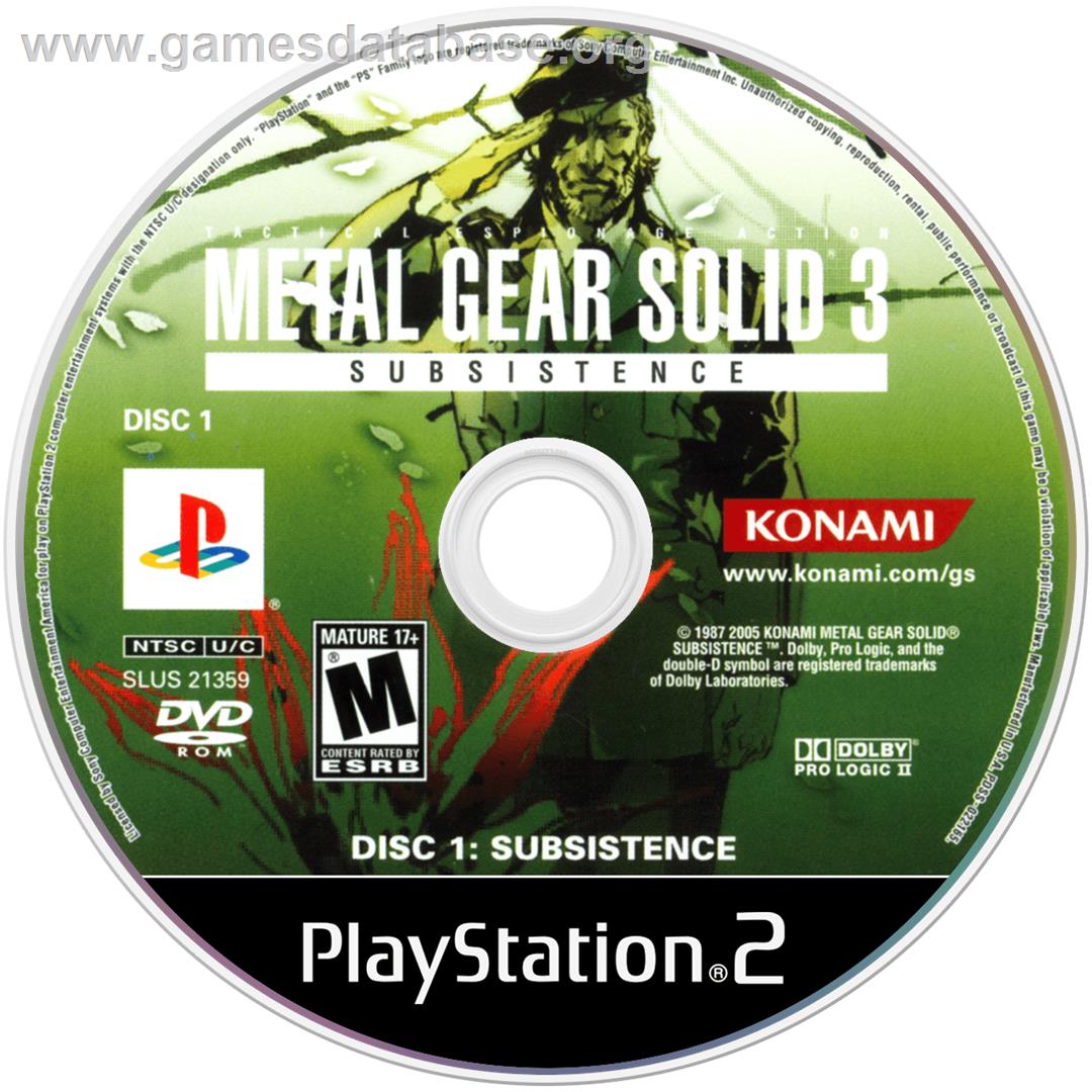 Metal Gear Solid 3 Subsistence - Sony Playstation 2 - Artwork - Cartridge