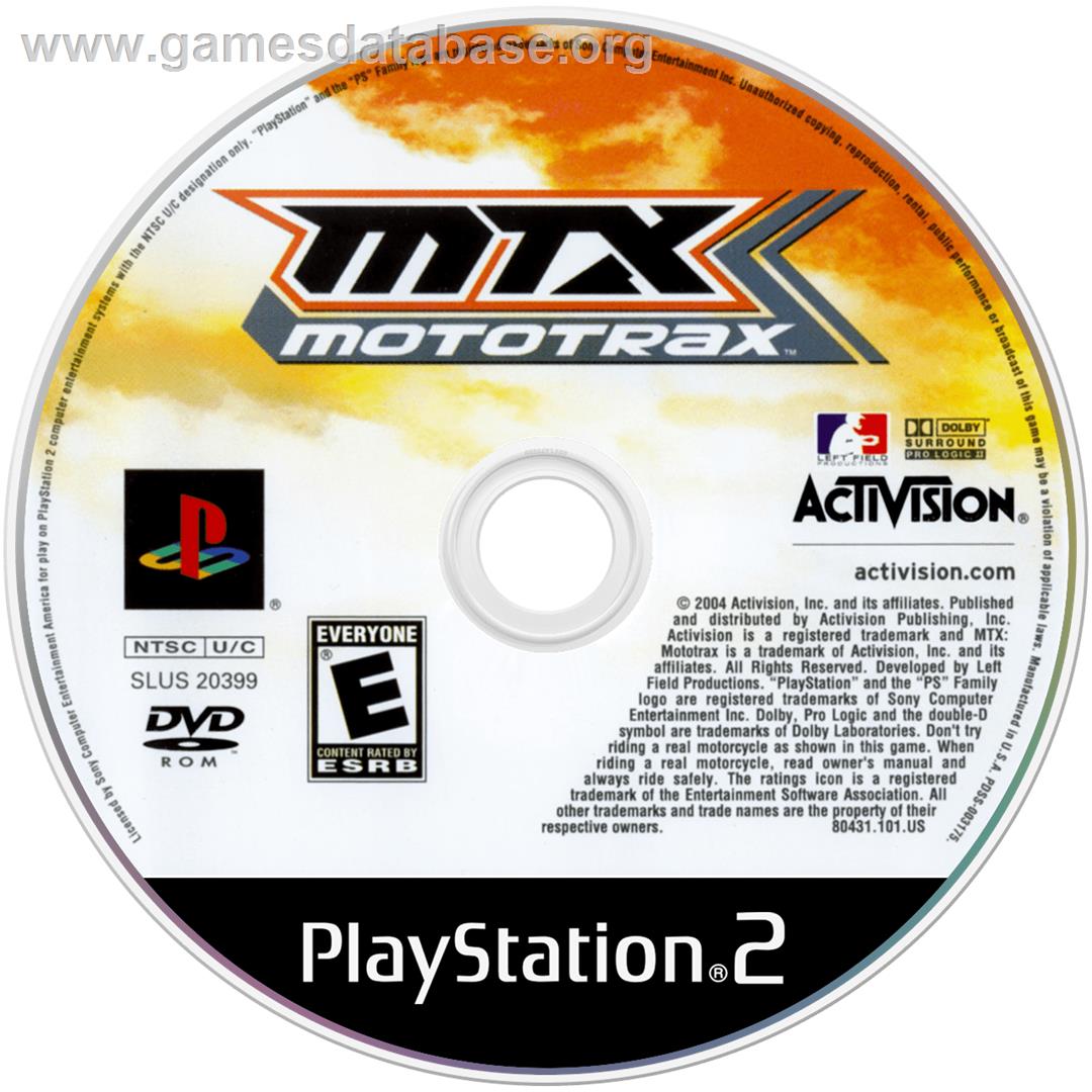 Mtx Mototrax - Sony Playstation 2 - Artwork - Cartridge