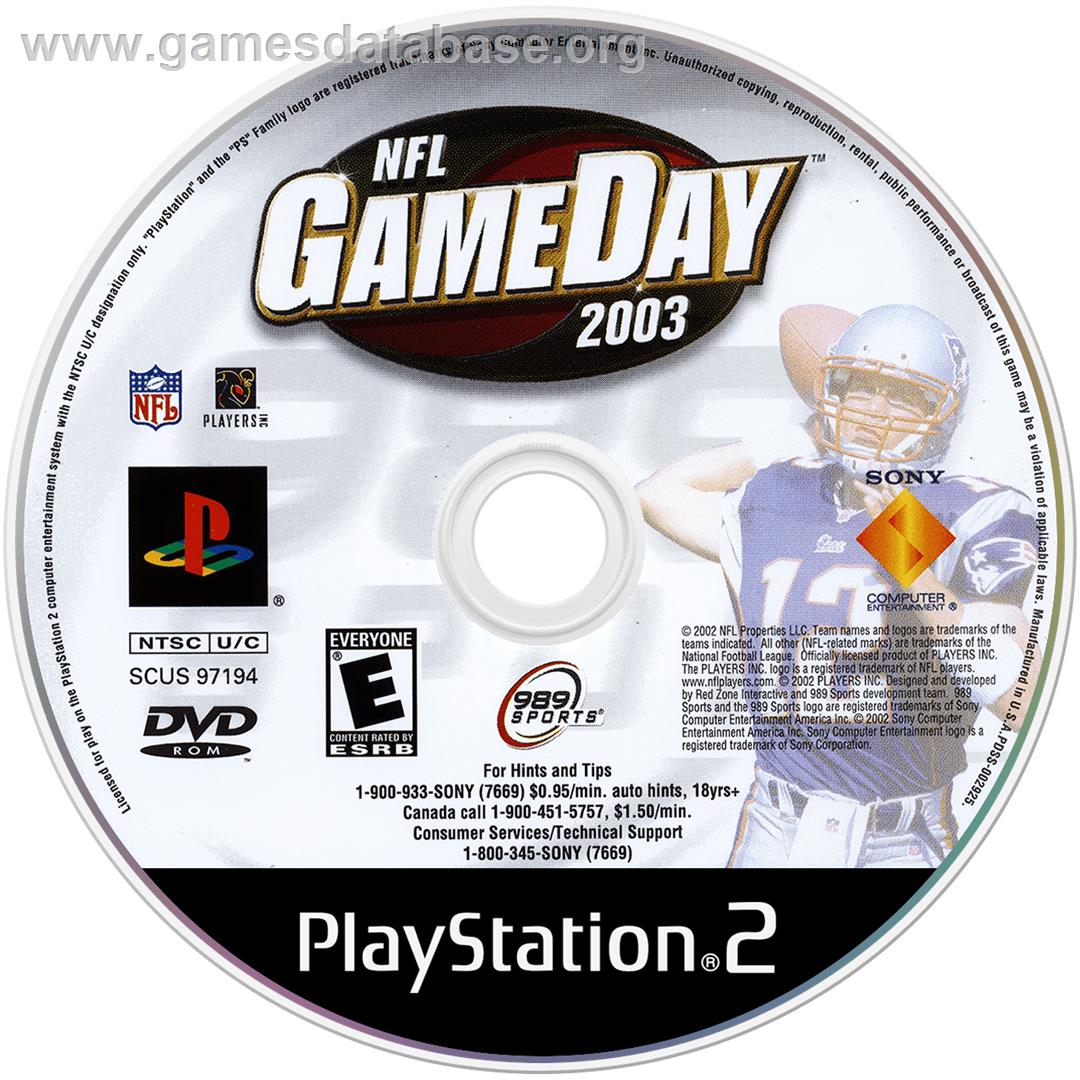 Nfl Gameday 2003 - Sony Playstation 2 - Artwork - Cartridge