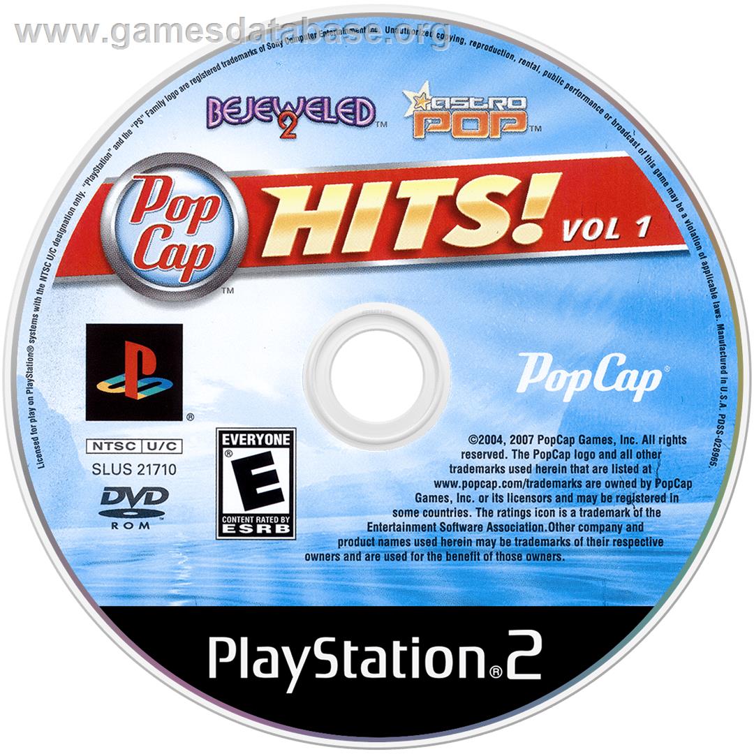 Popcap Hits Vol 1 - Sony Playstation 2 - Artwork - Cartridge
