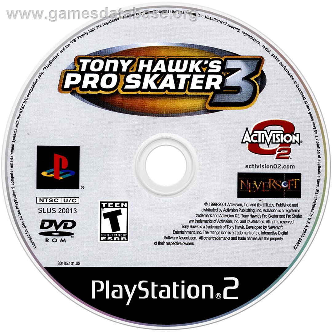 Tony Hawk's Pro Skater 3 - Sony Playstation 2 - Artwork - Cartridge