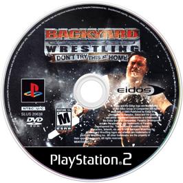 Artwork on the Disc for Backyard Wrestling: Don't Try This at Home on the Sony Playstation 2.