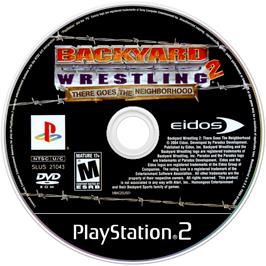 Artwork on the Disc for Backyard Wrestling 2: There Goes the Neighborhood on the Sony Playstation 2.
