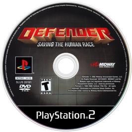 Artwork on the Disc for Defender on the Sony Playstation 2.