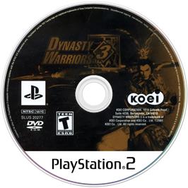 Artwork on the Disc for Dynasty Warriors 3 on the Sony Playstation 2.