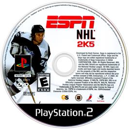 Artwork on the Disc for ESPN NHL 2K5 on the Sony Playstation 2.
