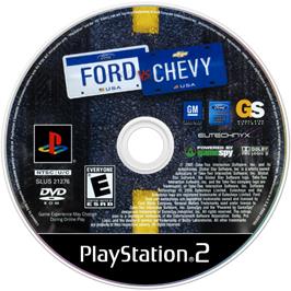 Artwork on the Disc for Ford Vs. Chevy on the Sony Playstation 2.