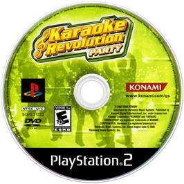 Artwork on the Disc for Karaoke Revolution Party on the Sony Playstation 2.
